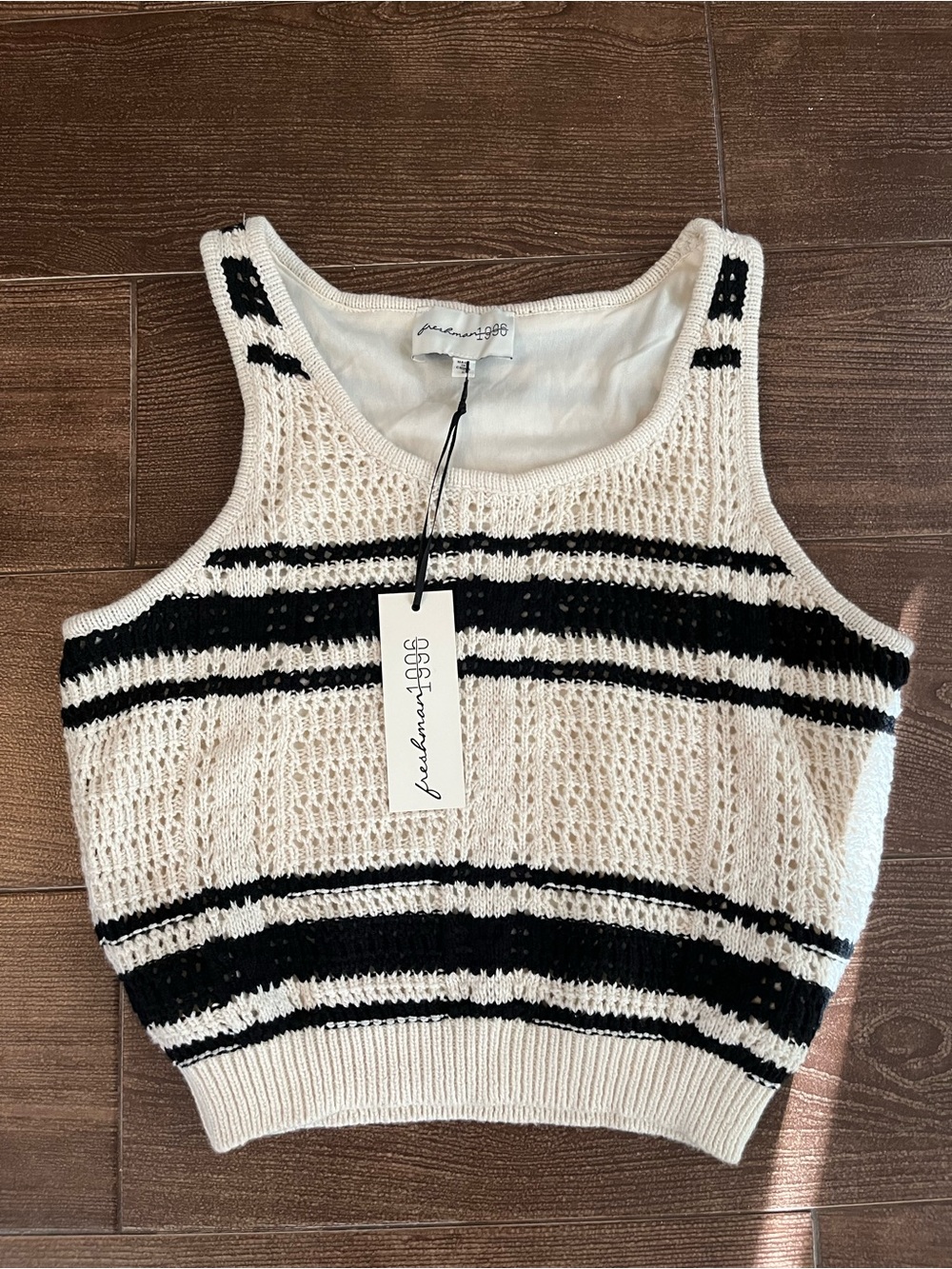 Freshman Cream & Black Striped Knit Tank